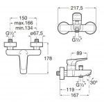 Roca Atlas 龍頭套裝 D2 | 中身面盆+掛牆浴缸+三速花灑